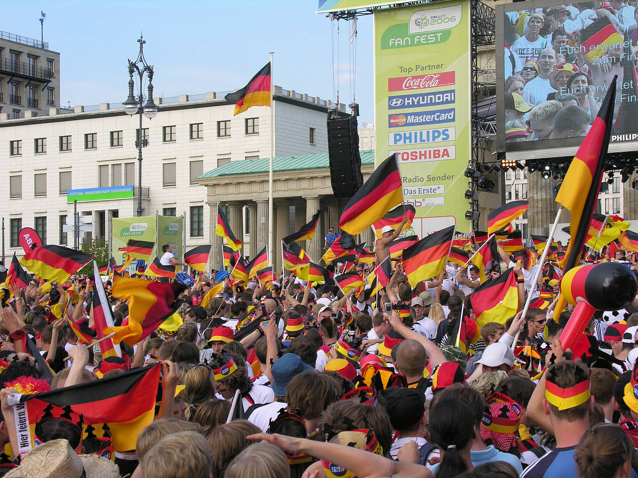 Leinwand und Fans Fotos