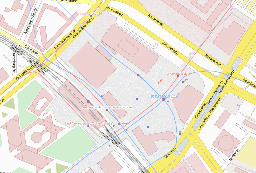 Alexanderplatz Stadtplan mit Satellitenfoto und Hotels von Berlin