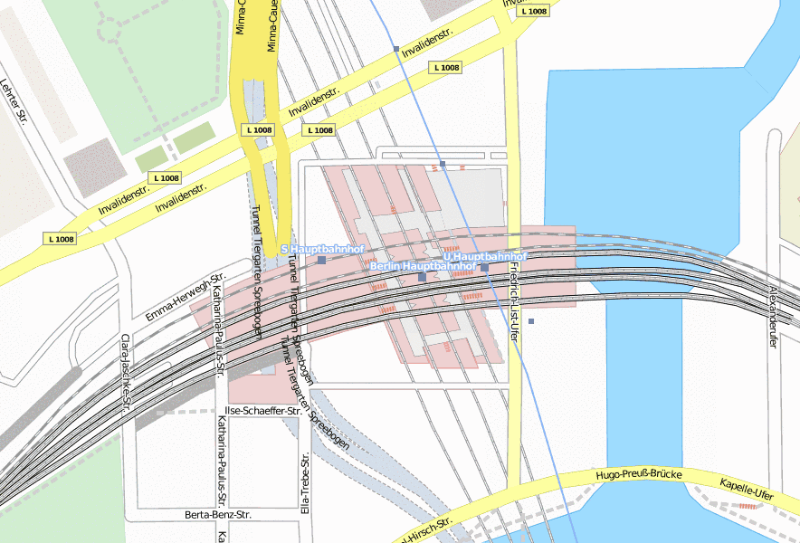 Hauptbahnhof Berlin Stadtplan mit Satellitenaufnahme und Unterkünften