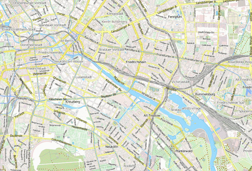 Berliner Mauer Stadtplan Mit Satellitenbild Und Unterkunften Von Berlin